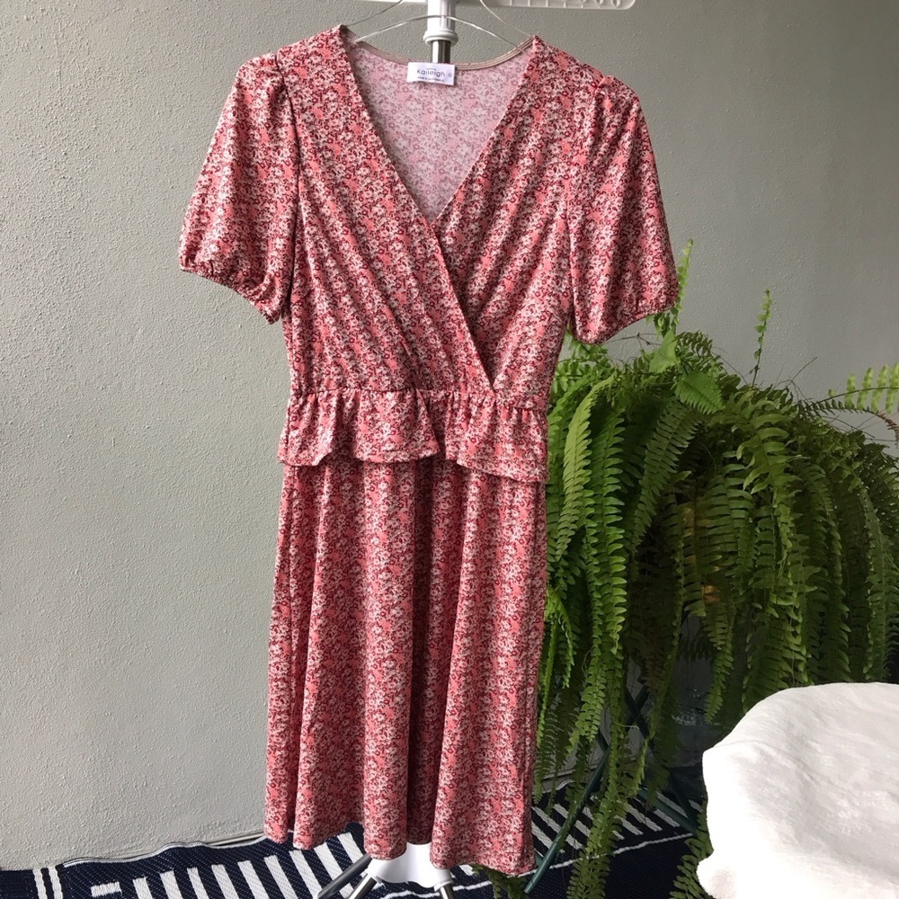 Kaileigh Ditsy Floral Peplum Cottagecore Boho Wrap Short sleeve V neck